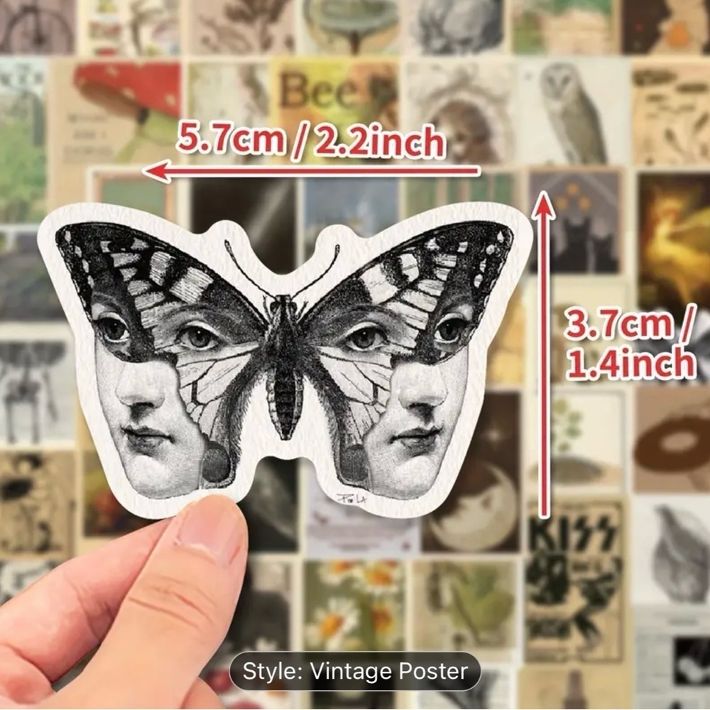 5 pack of Vintage Poster Style stickers WATERPROOF, Help me get to 15 Sales​​​​ - Picture 3 of 7
